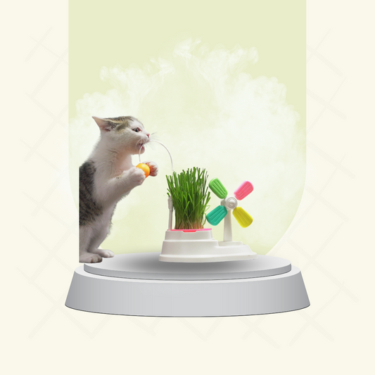 Windmill Cat Stick Toy Desktop Grass Box